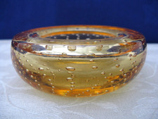 Whitefriars Small Orange Amber Art Glass Bowl Dish 9099  Controlled Bubbles 60's