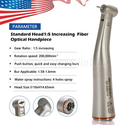 Dental 1:5 LED Fiber Optic Contra Angle Handpiece Red Ring fit NSK Ti-MAX X95L