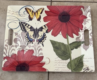 Target home butterfly Flower serving tray plastic Large 17 7/8  X 13 7/8  Handle