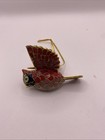 Vintage Cloisonné Enameled Flying Red Cardinal Ornament Christmas, In Memory