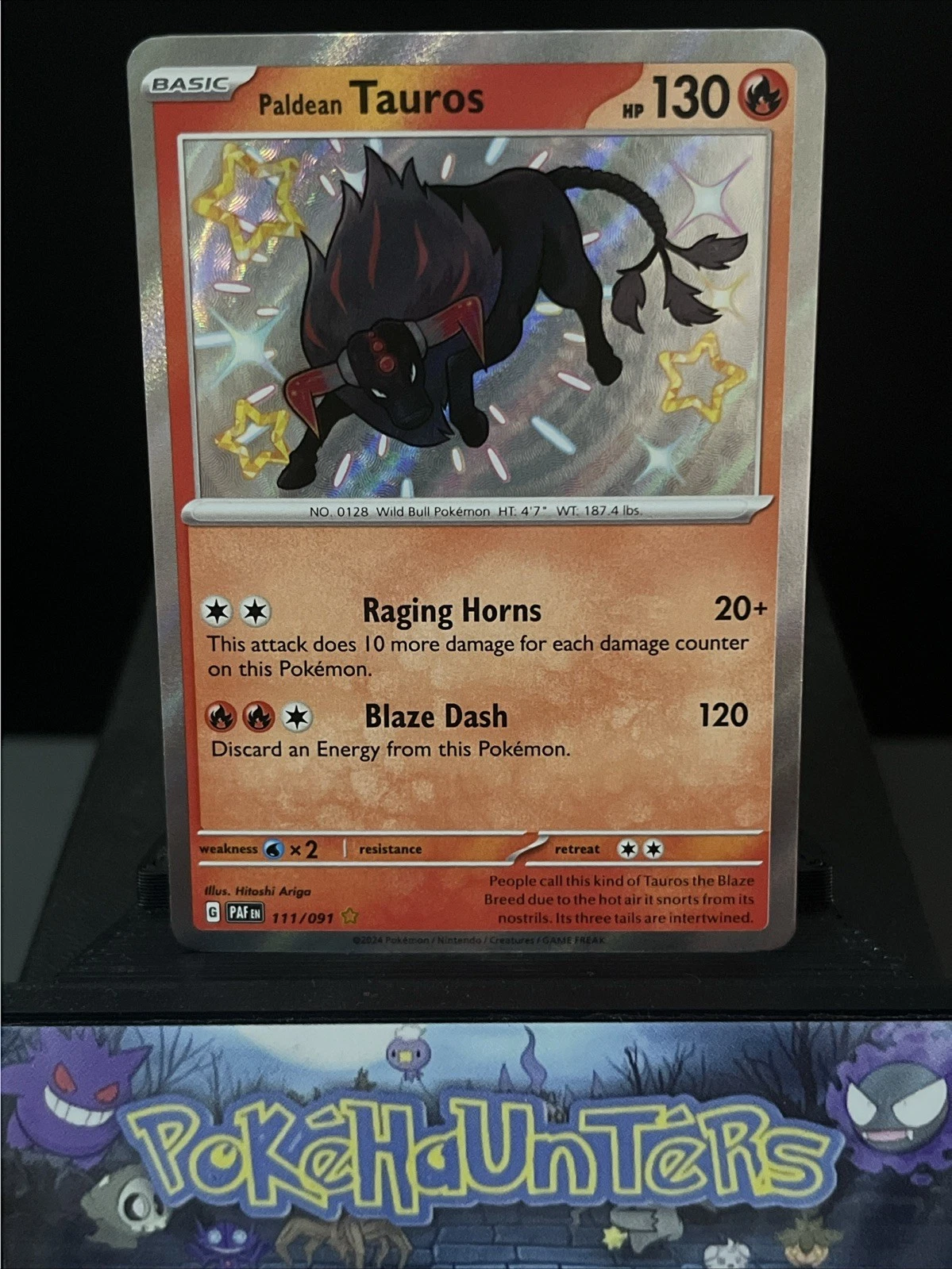 Pokemon Card Paldean Tauros 111/091 Paldean Fates Holo Shiny Rare NM