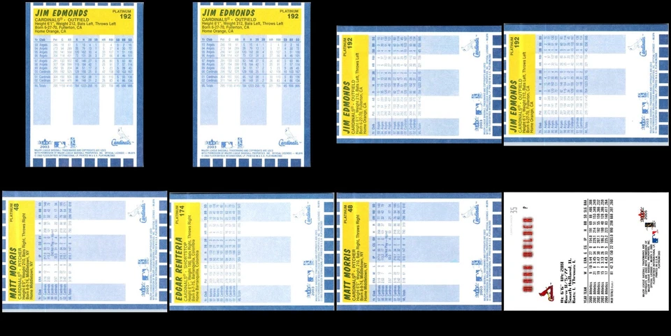 Lote de tarjetas Fleer Platinum St. Louis Cardinals (8) - HALLAZGO ÚNICO - ÚNICO EN SU CLASE Foto 2 de 2