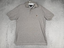 Tommy Hilfiger Polo Shirt Mens Medium Gray Cotton Crest Logo Casual Short Sleeve