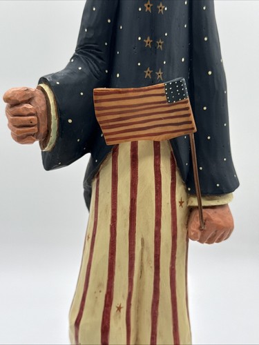 Statua Williraye Zio Sam con Aquila Calva 16,5" Bandiera Americana Arte Popolare Grande - Foto 19 di 24