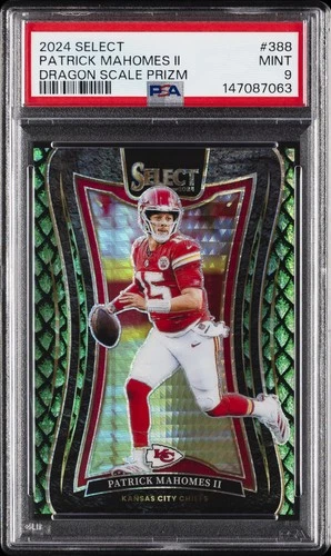 2024 PANINI SELECT DRAGON SCALE PRIZM #388 PATRICK MAHOMES II 24/81 PSA 9