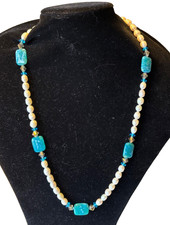 Freshwater Pearl Apatite Crystal Beaded 27" Necklace Clasp