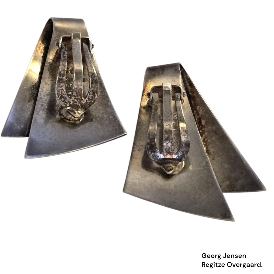 Georg Jensen Regitze Overgaard Sterling Silver Clip Earrings #201  - Image 3 of 4