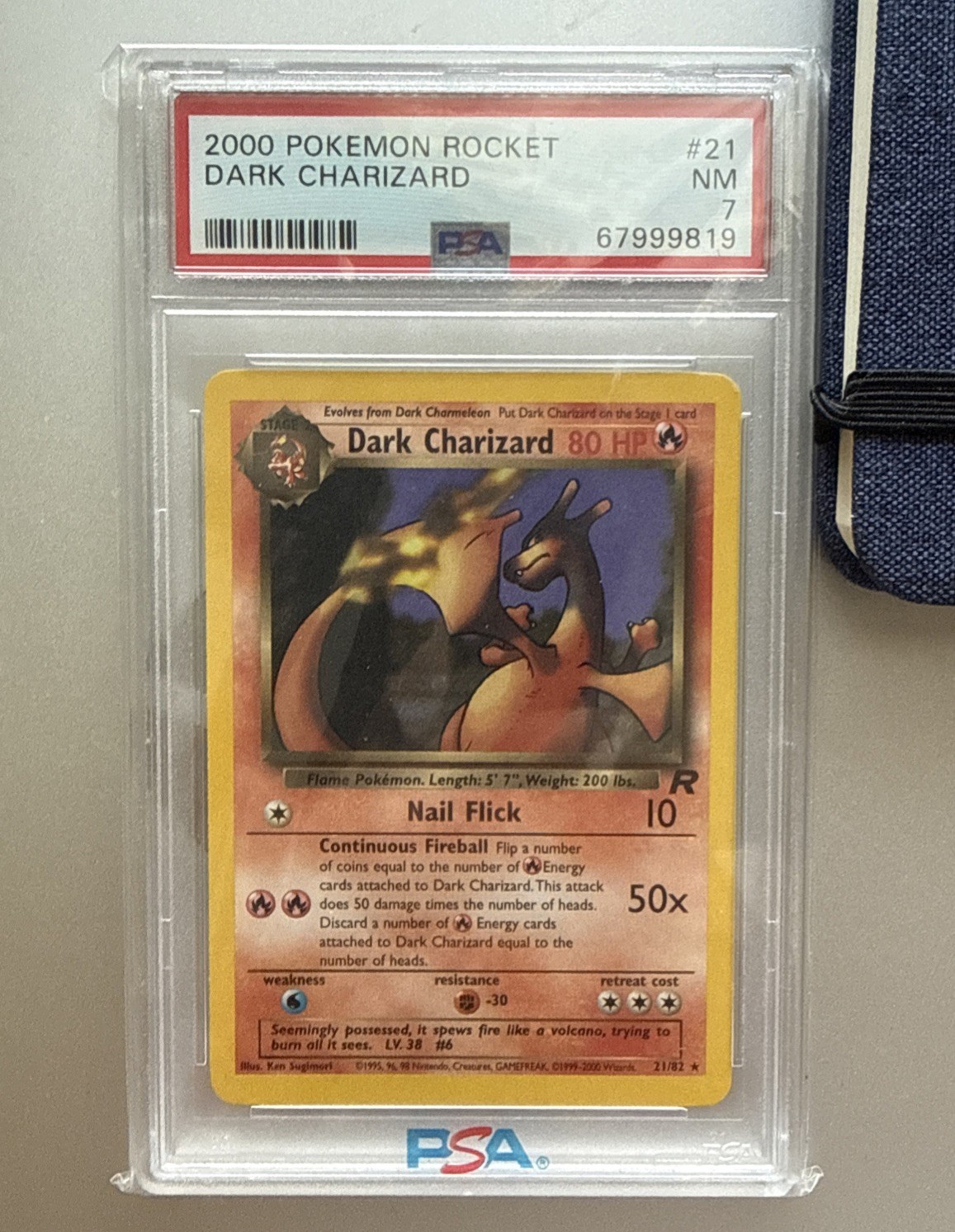 2000 Pokemon Rocket #21 DARK CHARIZARD PSA 7 NM
