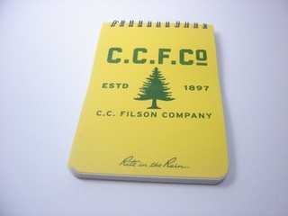 FILSON COMPANY RITE IN THE RAIN TOP SPIRAL BOUND YELLOW NOTEBOOK C.C.F. CO.