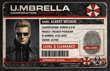 Albert Wesker Umbrella Corporation Id Card From Resident Evil Villain Collection