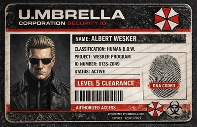 Albert Wesker Umbrella Corporation ID Card from Resident Evil Villain collection