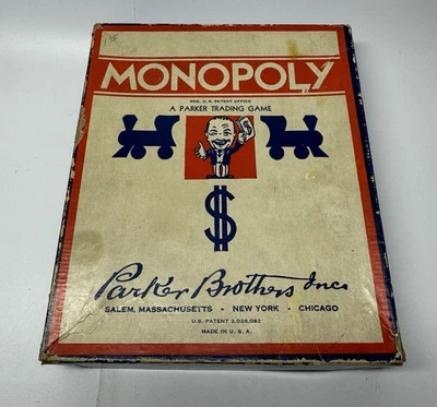 Monopoly Parker Bros Blue Box Short Game - No Board Vintage 1935 Game - Photo 1/4