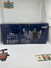 JoyJolt Disney Mickey Mouse Shape Espresso Mugs Double Wall Glass New 5.4 Oz