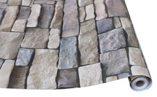 Peel and Stick Faux Textured Stone Wall Look Removable Wallpaper for Home Dec...