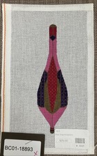 Handpainted Needlepoint Canvas  Pink Drop Ornament   Read Description 