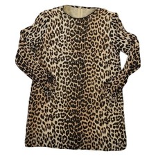 GANNI Dress Womens SMALL Brown Leopard Viscose Long Sleeve Round Neck Mini S