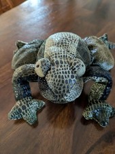 Russ Berrie Bullfrog Toad Plush Flemington Green 8" Bean Bag Frog Vintage