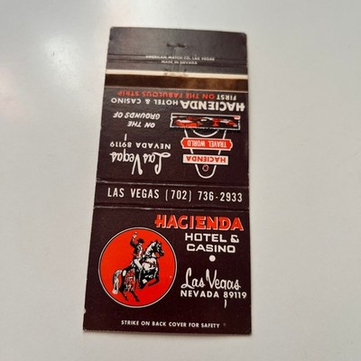 Hacienda Hotel Casino Travel World Las Vegas NV Vintage Matchbook Cover SMM14-5