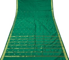 Sushila Vintage Green Saree Blend Silk All Over Zari Woven Paisley Sari Fabric