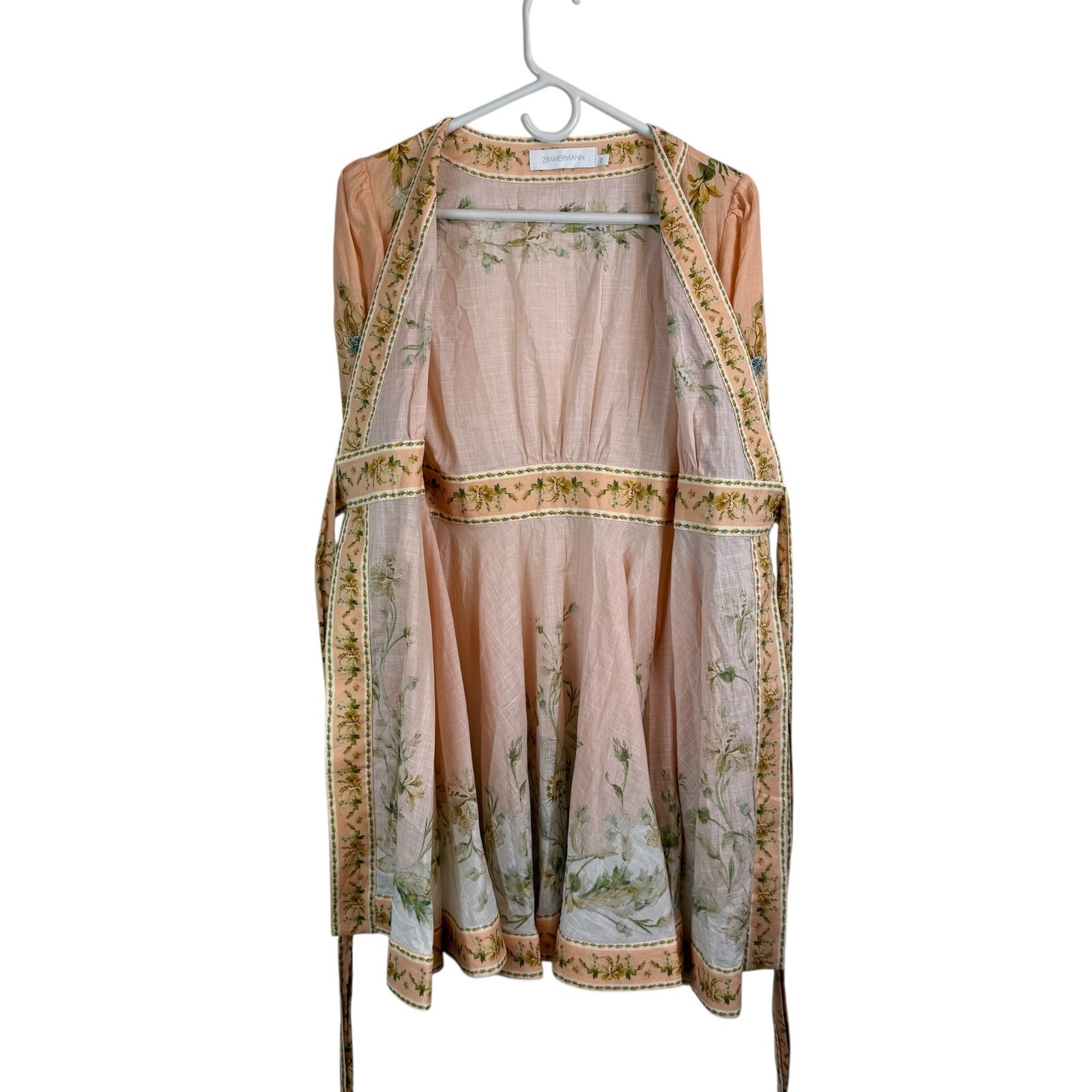 Zimmermann Chintz Daisy Floral Wrap Mini Dress Summer Whimsical Boho Pink Size 2 image 4
