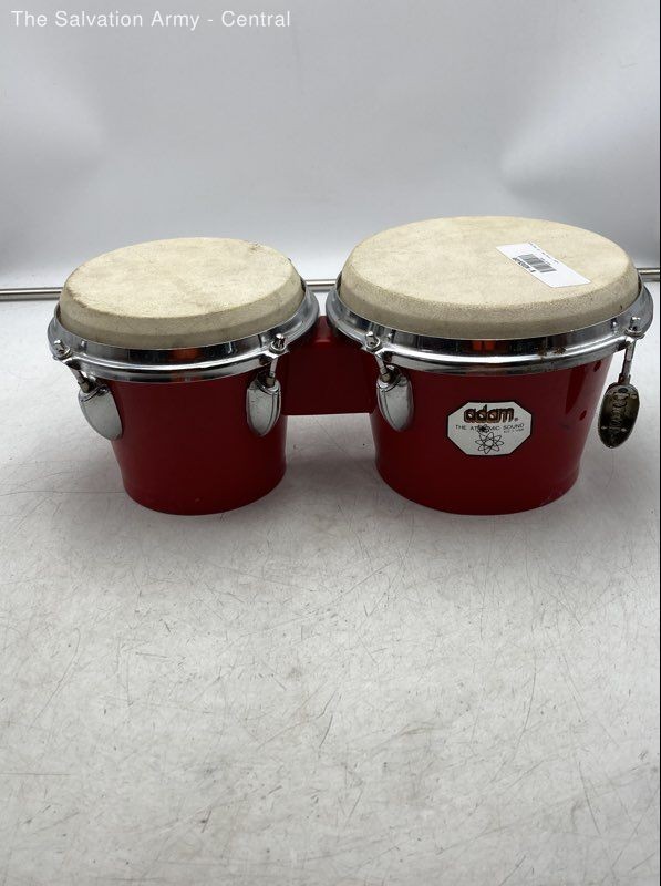 Adam The Atomic Sound Bongo Drums Red Rawhide Heads Made in Taiwan