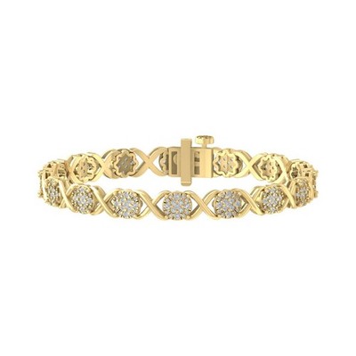 10k White Gold Lab Grown Diamond Composite Bangle Bracelet 7'' For Women
