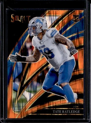 2025 Panini Select Tate Ratledge Club Level RC Orange Prizm Shock #/399 Lions