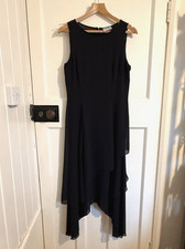 Dusk By Frank Usher Dress Chiffon Layered Black Sleeveless Beaded Size 14