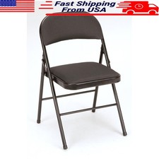 Padded Folding Chair Heavy Duty Steel Frame Indoor Use Non-Marring Tips Black US