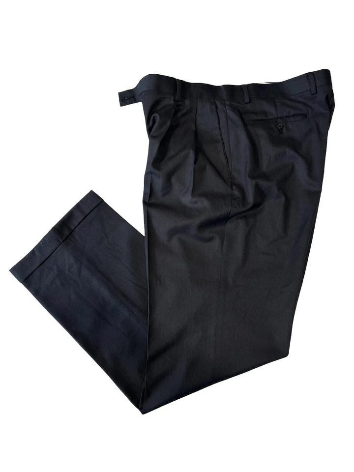 Pantalones para hombre Alan River Classic 2 plisados/puños negros TALLA 38x34 poliéster triple mezcla Foto 2 de 4