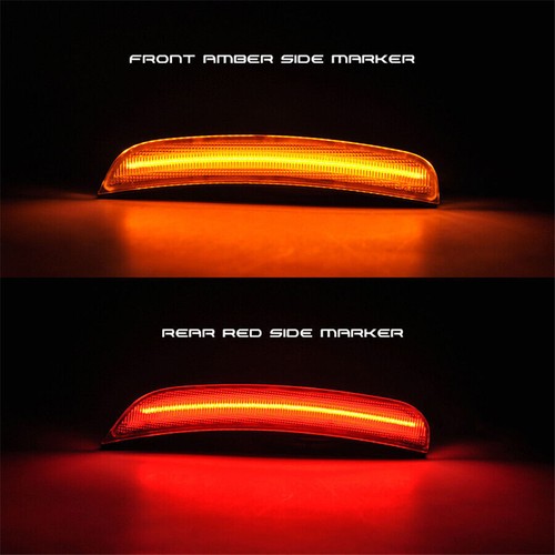 4Pcs Amber+Red Smoked Lens LED Side Marker Lights Lamp For 15-19 Dodge Charger - Picture 3 of 9
