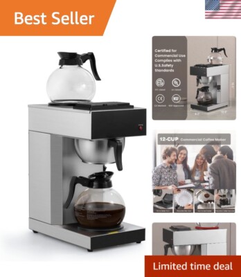 High-Efficiency 12-Cup Coffee Maker - Safety Certified & Rapid Brew Technology
