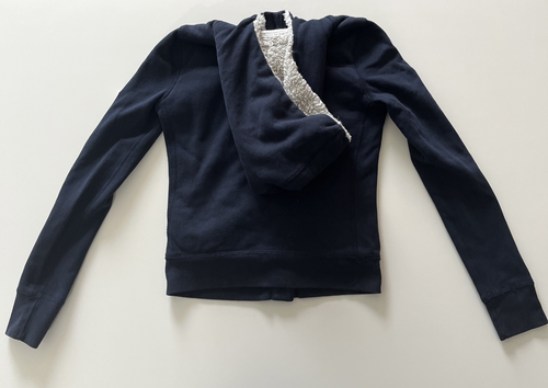 Abercrombie Kids Boy's Size M Button Up Sweatshirt Navy Blue Sherpa Lined - Picture 9 of 10