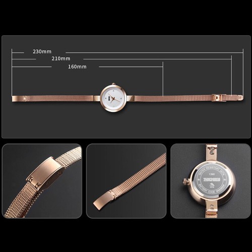 SKMEI Ladies Girls Small Waterproof Stainless Steel Diamonds Quartz Wrist Watch - Picture 6 of 13