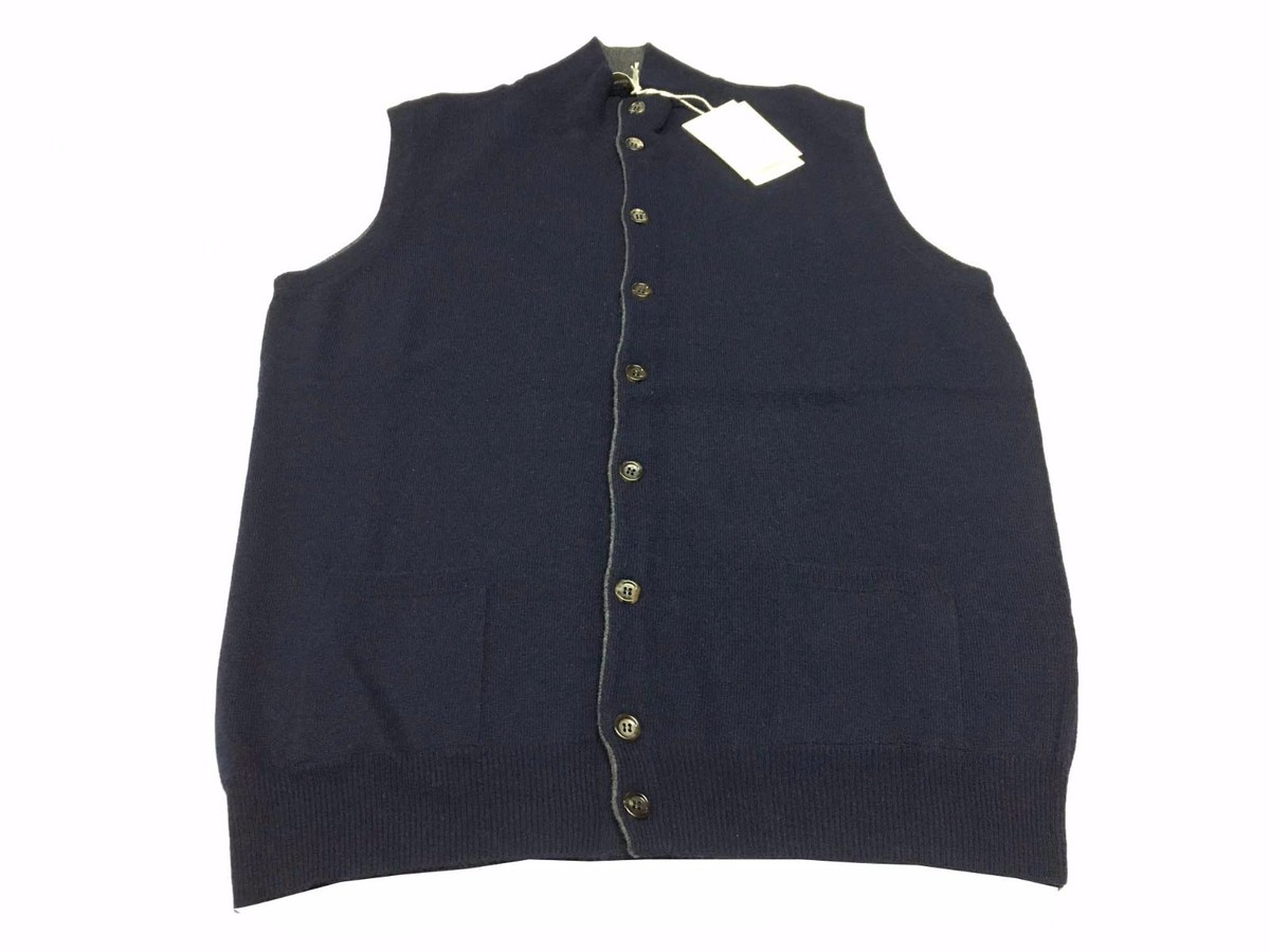 DELLA CIANA Weste Herren Blau Profile Grau 80%Wolle 20