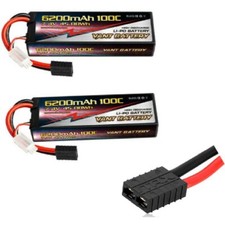 Confezione 2 batterie LiPo VANT 6200mAh 2S 7.4 100C ADATTE Traxxas SLASH REVO STAMPEDE