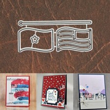 Small American Flag w Pole Cutting Embossing Dies Patriotic 4th of July
