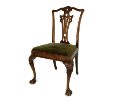Chippendale Dining Parlor Chair Vintage Carved Wood Claw and Ball feet  Ornate