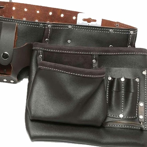 Oil Tan Leather Tool Belt Double Holder Multi Waist Builder Carpenter Work Belt - Picture 2 of 8