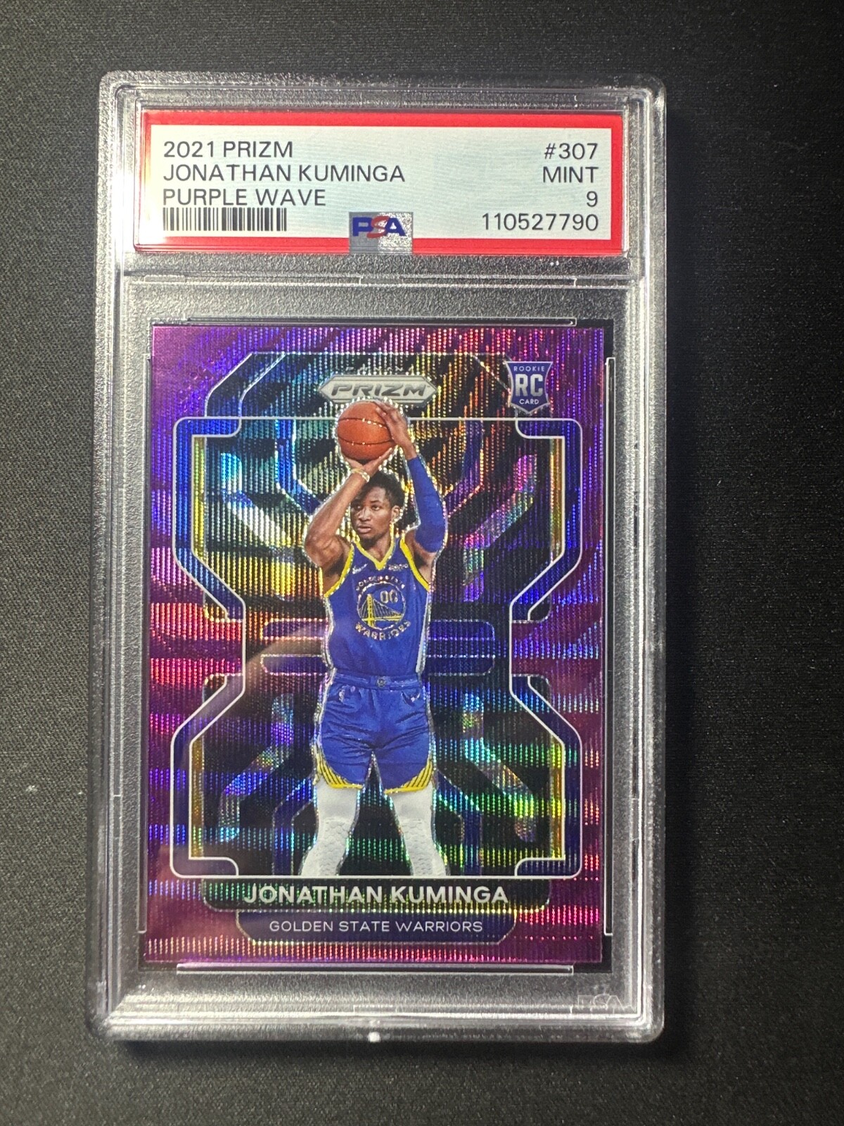 2021-22 Panini Prizm - Jonathan Kuminga #307 Purple Wave Prizm (RC) PSA 9