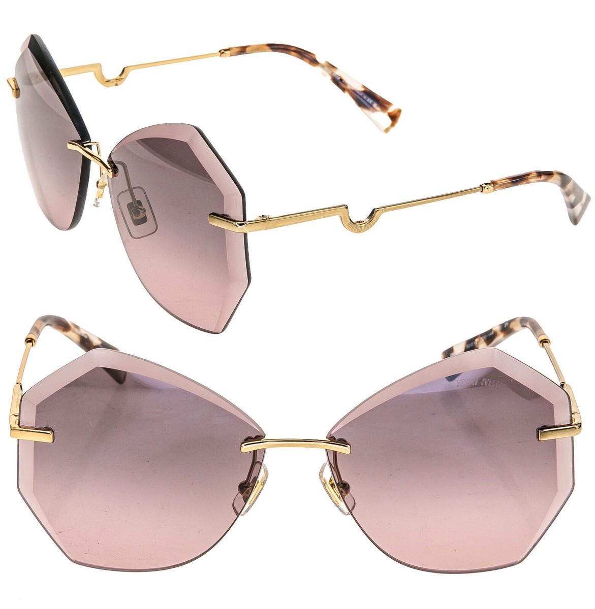 MIU MIU CHARM MU55XS Gold Pink Geometric Luxury Fashion MIU MIU CHARM MU55XS Gold Pink Geometric Luxury Fashion