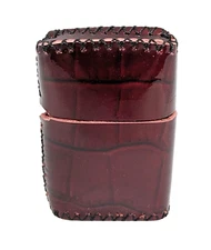 Croc Design Red Universal Oil Lighter Leather Two Piece Cover