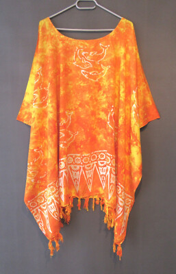 Damen Tunika Bluse ORANGE MIT DELFINEN XXL 2XL 3XL 4XL 52 54 56 58 60 -G054
