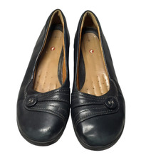 Clarks Shoes Unstructured Comfort Career Slip On Artisan Black Leather 7M