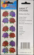 12 packages of Prismatic Rose Stickers, "Great 7" Sticker Designs, PPZ5012