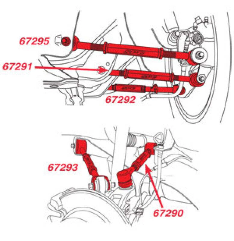 Braços ajustáveis traseiros SPC Performance compatível com Honda/Acura (conjunto de 5) - Imagem 4 de 4