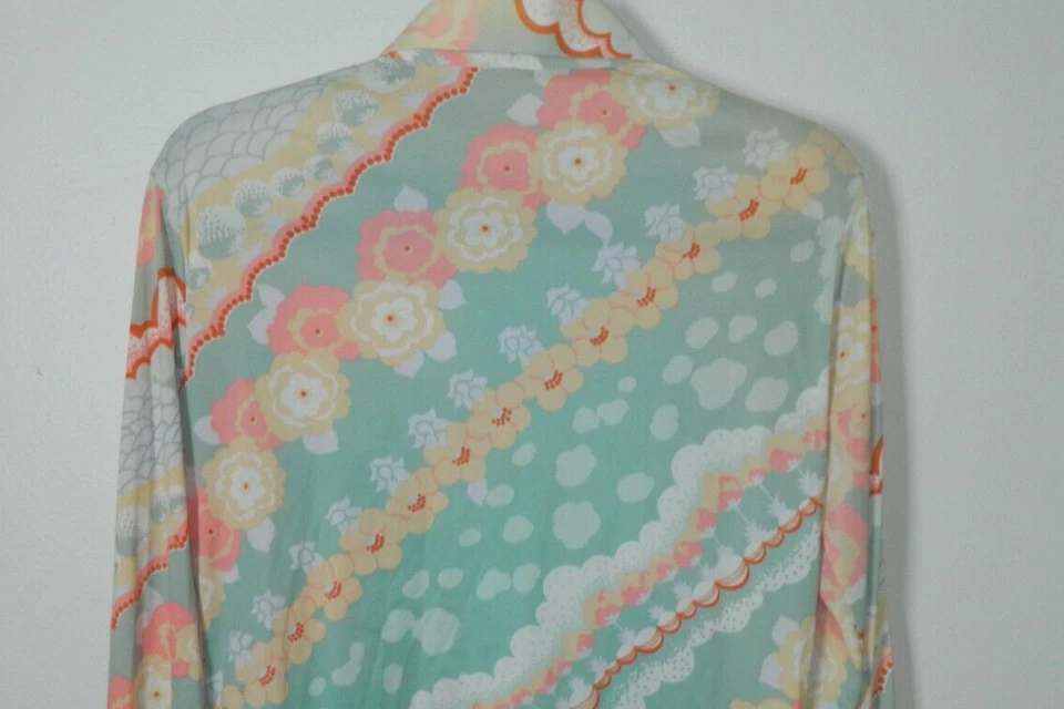 Винтажная рубашка Pucci с воротником размер маленький 70-е синий оранжевый пастель диско - Изображение 4 из 4