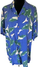 HAWAIIAN SHIRT -Cala Lily against blue XL VINTAGE UNISEX