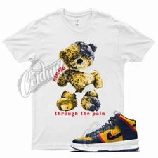 White SMILE Shirt for N Dunk High Michigan Varsity Maize Nidnight Navy Red