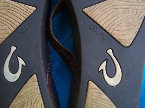 $19 Olukai Sz 11 Women Flip Flop Sandals Wedge Brown Leather Arch Support - Picture 8 of 8